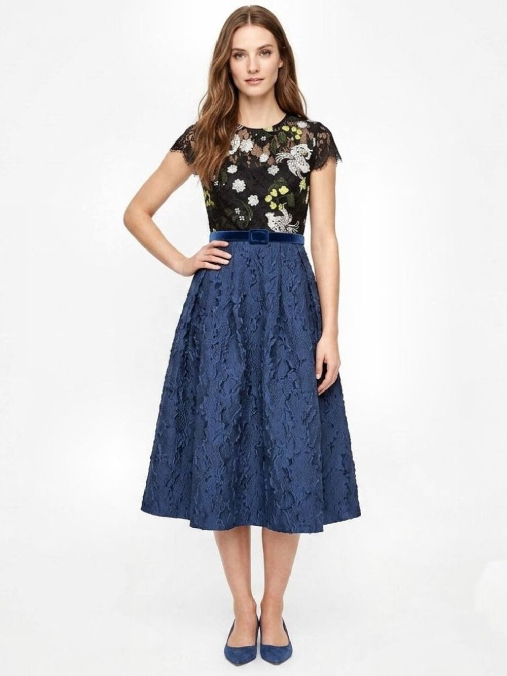 Erdem Shirley Floral Embroidered Lace & Jacquard Dress, Womens Size 4 US / 8 UK